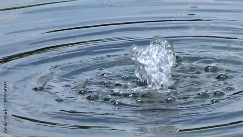 the fountain of the water springs. the water spout in the middle of the pool. the limpid water in the water sources. photo