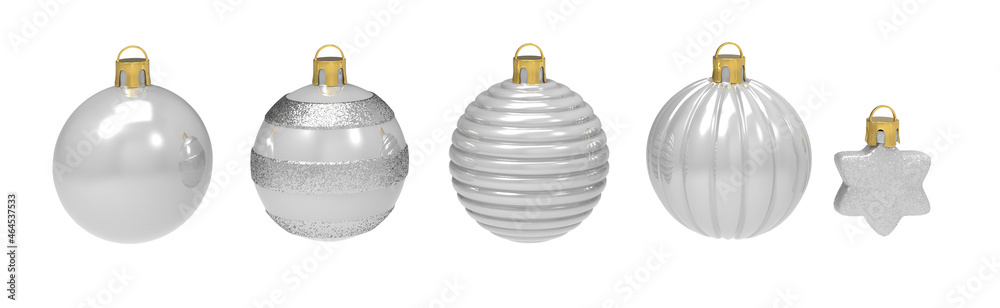 set christmas tree toy on the white background. Christmas decoration. 3d-rendering set christmas tree toy on the white background. Christmas decoration. 3d-rendering