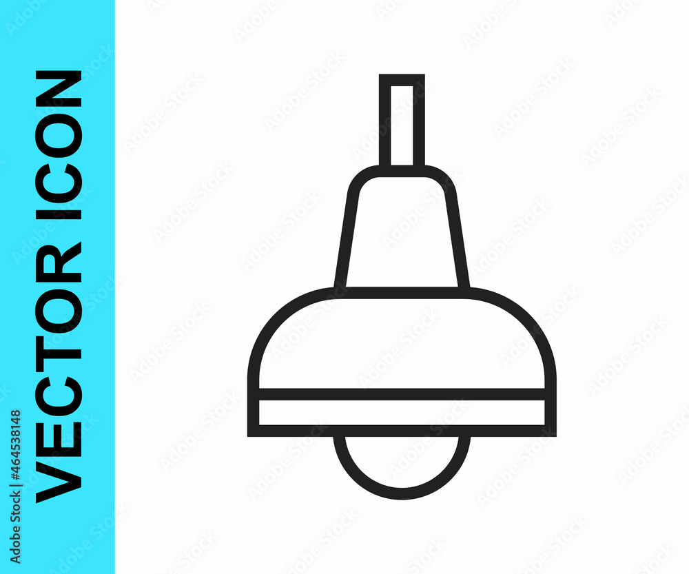 Black line Lamp hanging icon isolated on white background. Ceiling lamp light bulb. Vector Black line Lamp hanging icon isolated on white background. Ceiling lamp light bulb. Vector