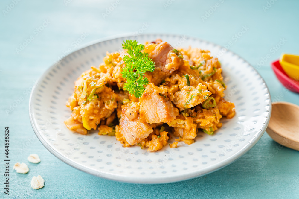 オートミールでチキンライス風ごはん