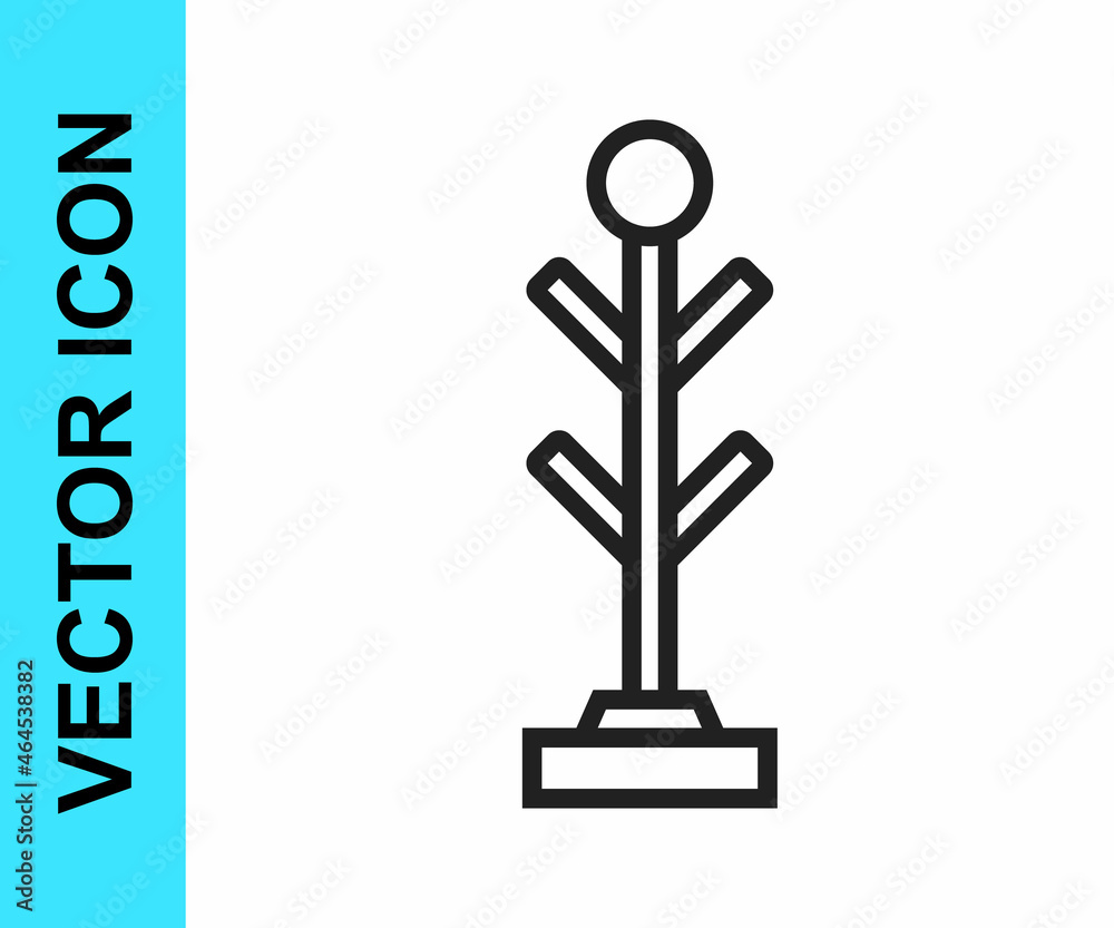 Black line Coat stand icon isolated on white background. Vector Black line Coat stand icon isolated on white background. Vector
