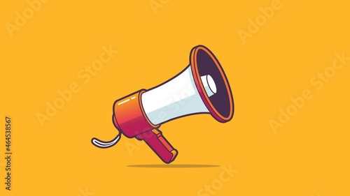 Bullhorn or megaphone appearing, making some noise, and idle animation