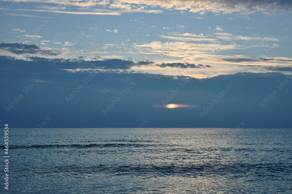 Sunset over calm Baltic Sea