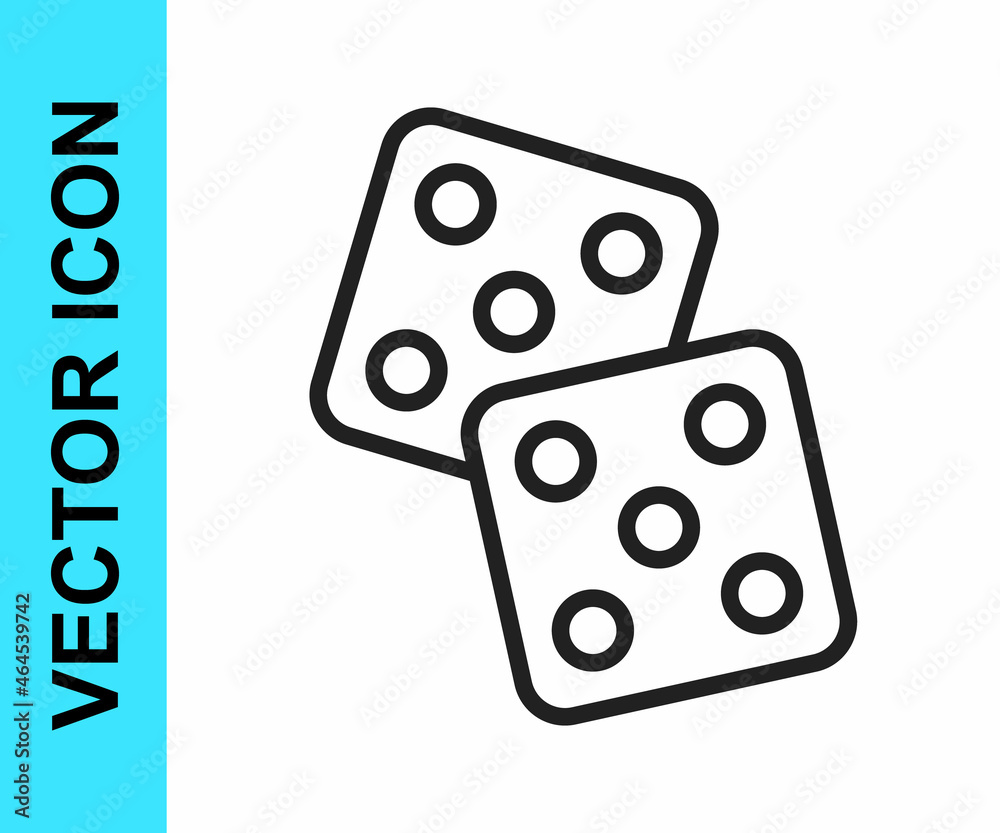 Black line Game dice icon isolated on white background. Casino gambling. Vector Black line Game dice icon isolated on white background. Casino gambling. Vector