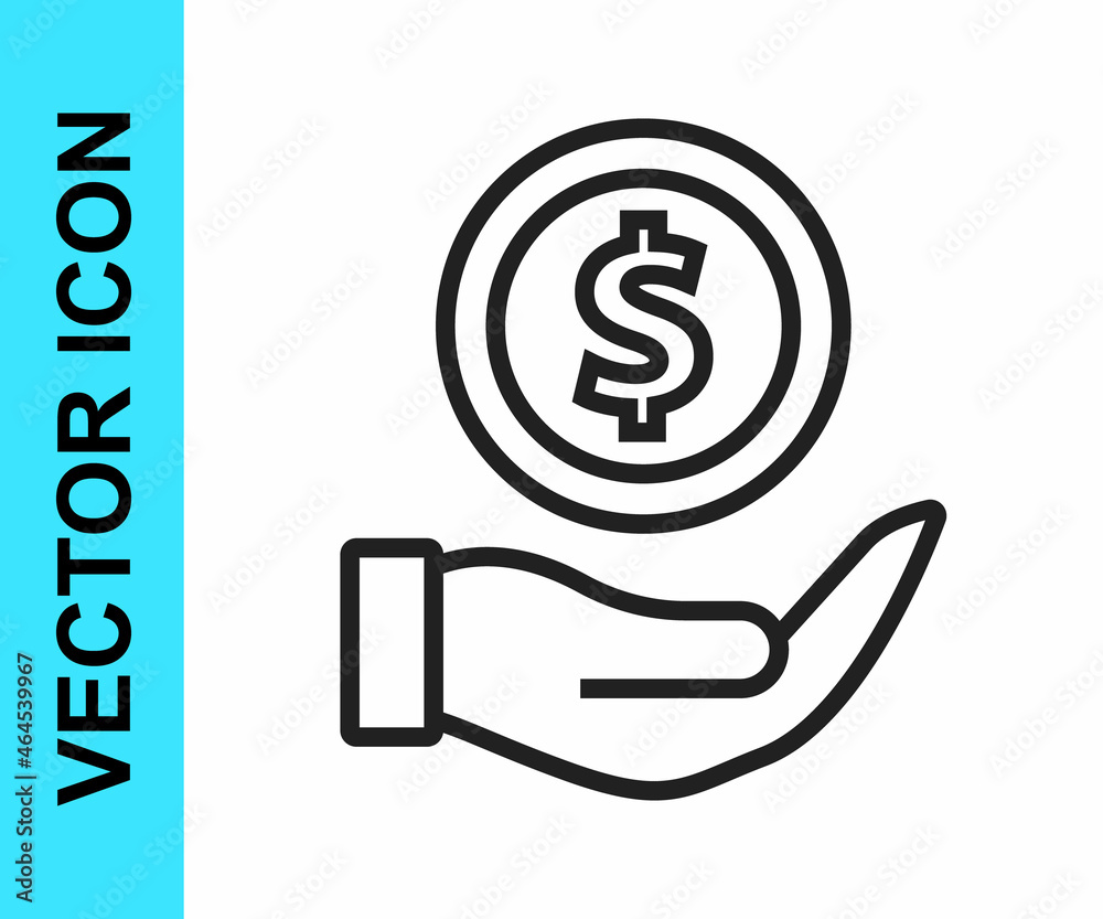 Black line Money with shield icon isolated on white background. Insurance concept. Security, safety, protection, protect concept. Vector Black line Money with shield icon isolated on white background. Insurance concept. Security, safety, protection, protect concept. Vector