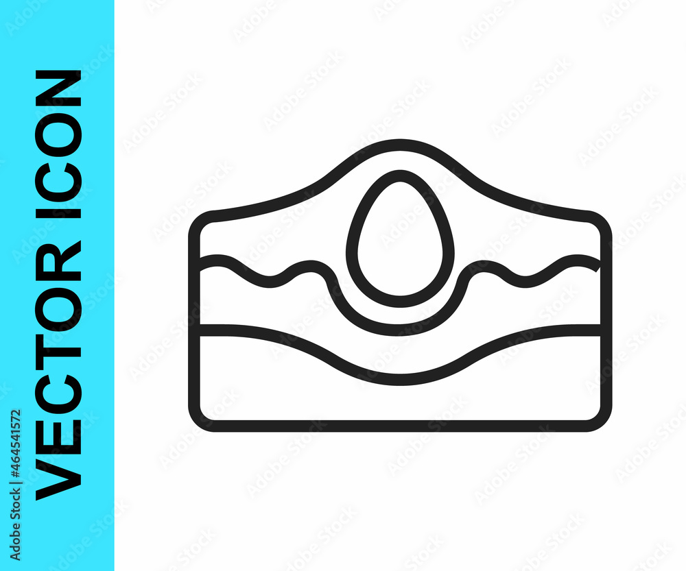 Black line Acne icon isolated on white background. Inflamed pimple on the skin. The sebum in the clogged pore promotes the growth of a bacteria. Vector Black line Acne icon isolated on white background. Inflamed pimple on the skin. The sebum in the clogged pore promotes the growth of a bacteria. Vector