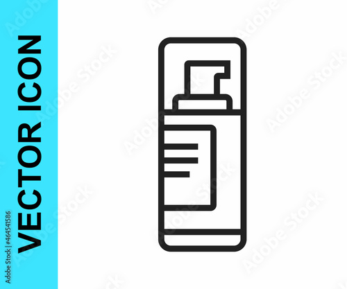 Black line Shaving gel foam icon isolated on white background. Shaving cream. Vector