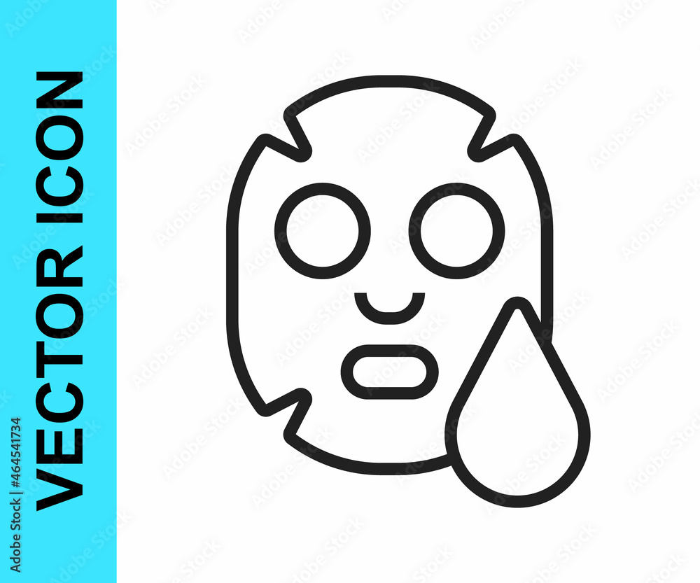 Black line Facial cosmetic mask icon isolated on white background. Cosmetology, medicine and health care. Vector Black line Facial cosmetic mask icon isolated on white background. Cosmetology, medicine and health care. Vector