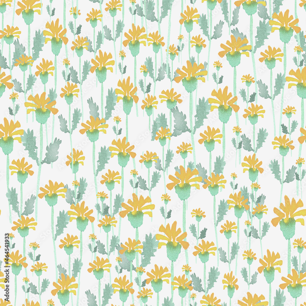 Cute little watercolor flowers Calendula on a white background geometric seamless pattern 02 Cute little watercolor flowers Calendula on a white background geometric seamless pattern 02