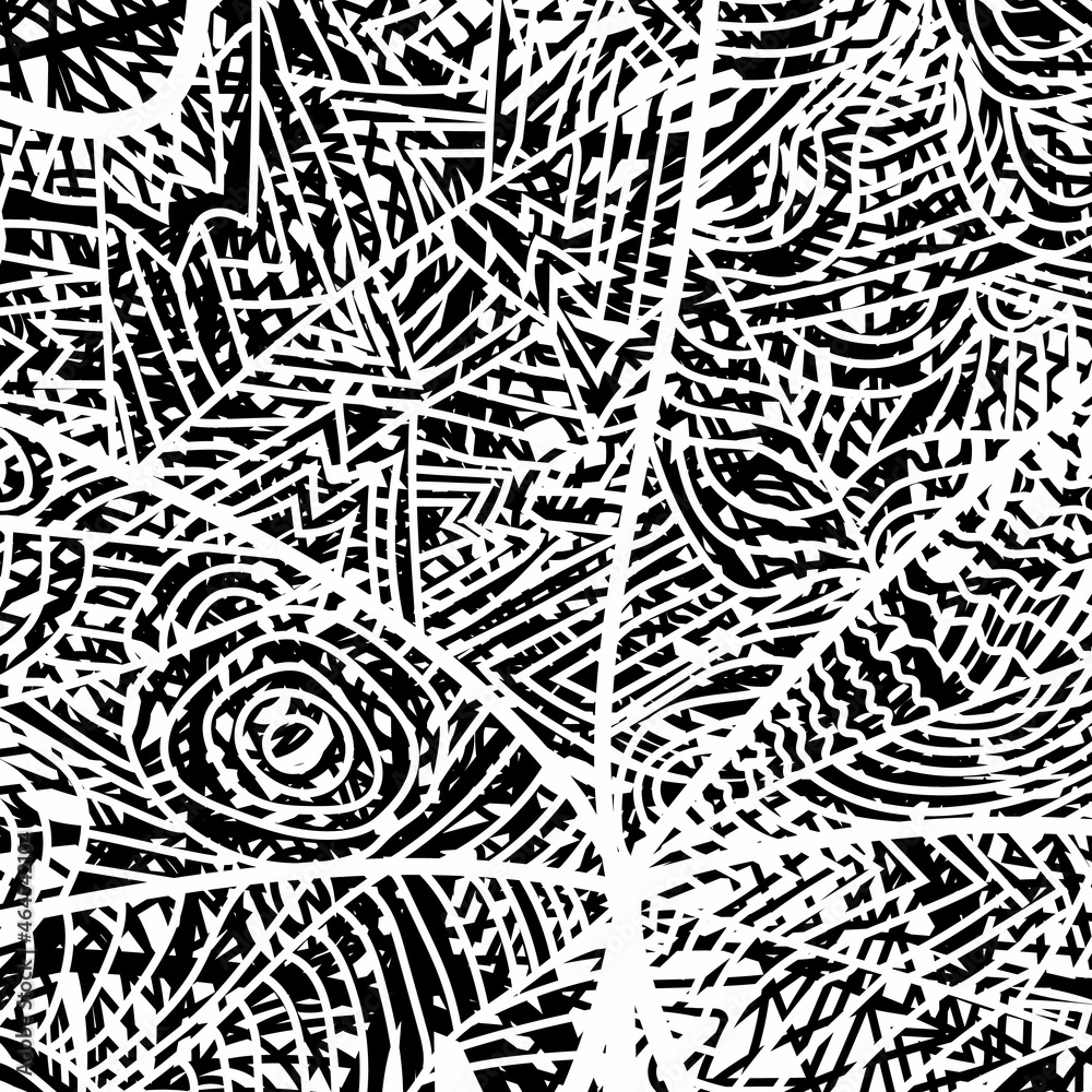 Vector graffiti pattern with abstract tags.Hand drawing texture, street art retro style, old school design for t-shirt, textile, wrapping paper, black white.Vector illustration