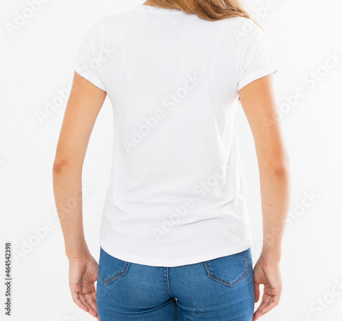 Closeup white tshirt on a girl with perfect body
