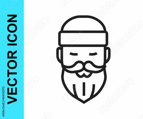 Free Download Black line Bearded lumberjack man icon isolated on white background. Vector - GFXLoad