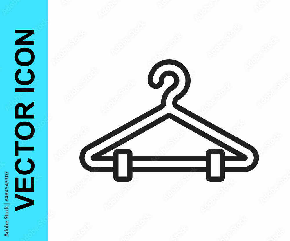Black line Hanger wardrobe icon isolated on white background. Cloakroom icon. Clothes service symbol. Laundry hanger sign. Vector Black line Hanger wardrobe icon isolated on white background. Cloakroom icon. Clothes service symbol. Laundry hanger sign. Vector