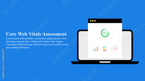 Illustration concept of core web vitals assessment used in infographic, banners and presentation template.