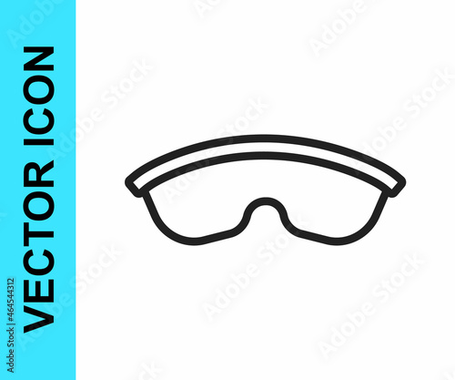Black line Safety goggle glasses icon isolated on white background. Vector