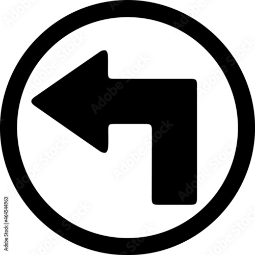 turn left traffic sign symbol black