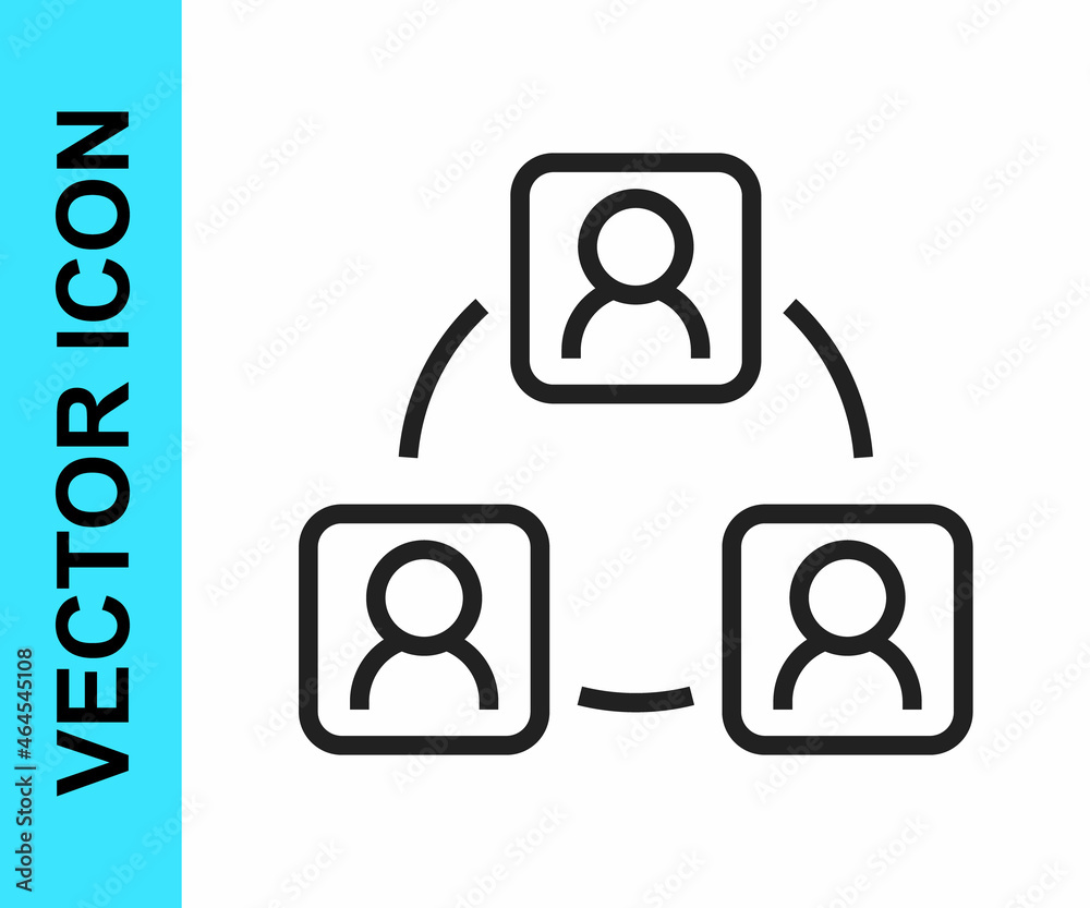 Black line Meeting icon isolated on white background. Business team meeting, discussion concept, analysis, content strategy. Presentation conference. Vector Black line Meeting icon isolated on white background. Business team meeting, discussion concept, analysis, content strategy. Presentation conference. Vector