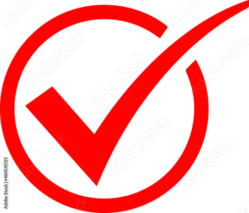 Red correct arrow symbol with white background