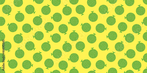 Melon illustration background. Seamless pattern.Vector. メロンのパターン　背景素材