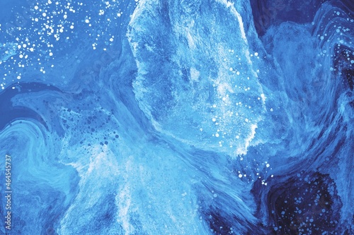 blue water splash, abstract icy liquid paint, fluid art background 