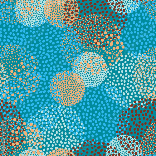Vector seamless pattern with spots and round shapes. Stylish texture.