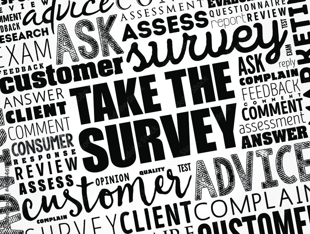 Obraz premium Take the Survey word cloud collage, business concept background