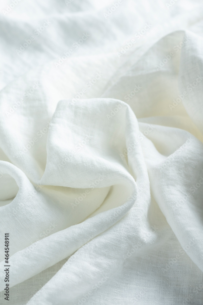 Pure linen fabric in white color