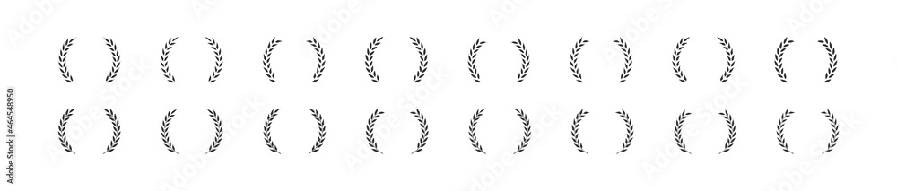 Laurel wreath set icon. Award chaplet sign symbol. Vector flat