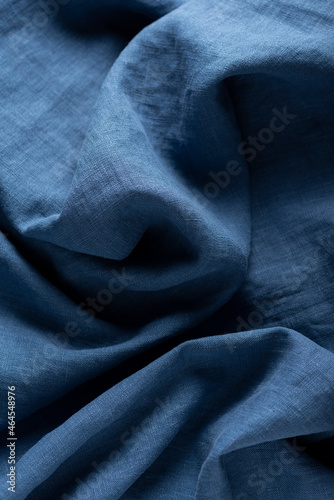 Pure linen fabric in blue colo