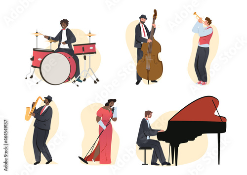 Photography Set of jazz band people