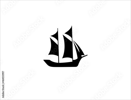 Simple Sailboat ship line art logo design