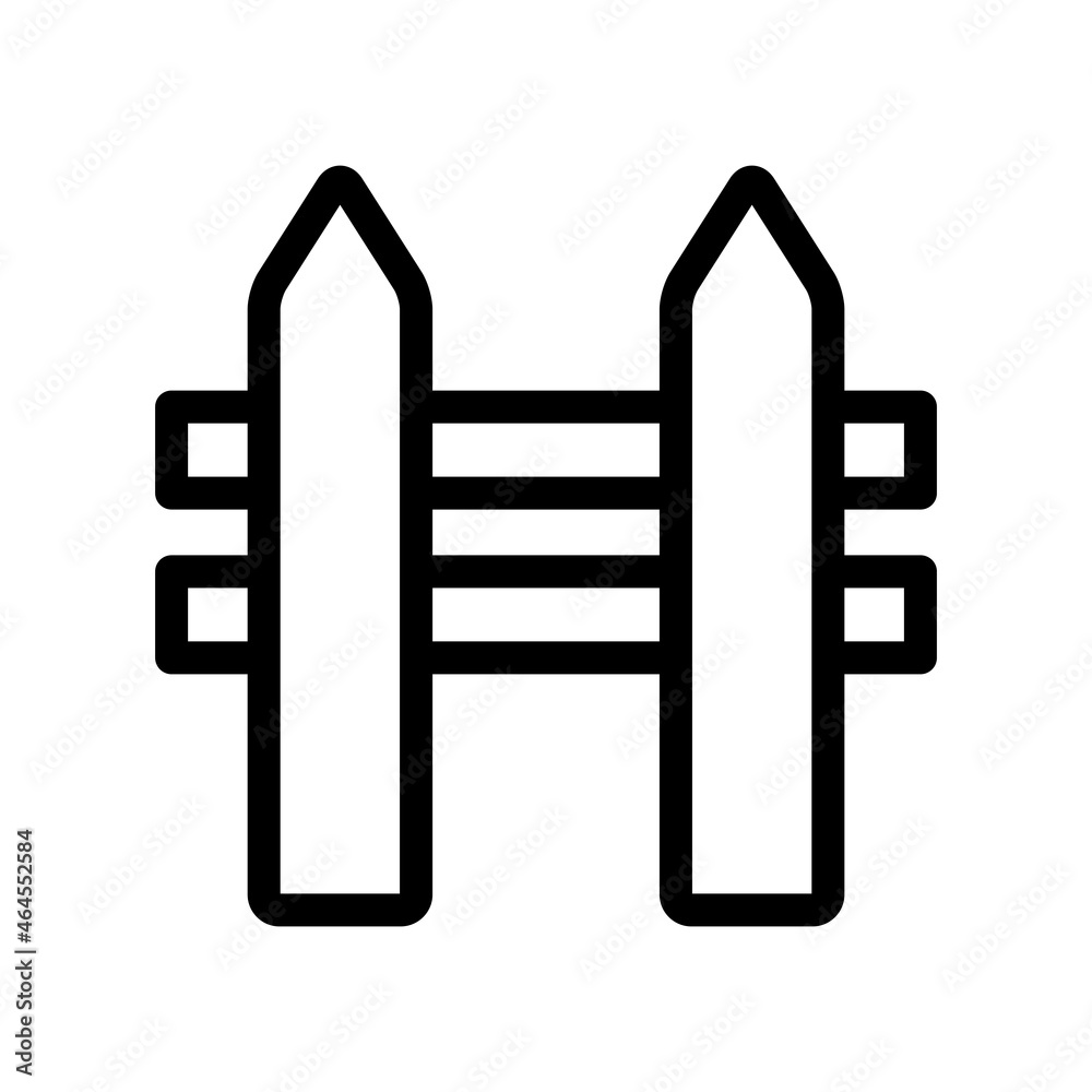 Fence Icon simple silhouette illustration and icon of a picket fence. Isolated on white Fence Icon simple silhouette illustration and icon of a picket fence. Isolated on white