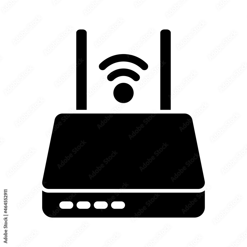 Internet service wireless router or modem with wifi signal flat vector icon for apps and websites Internet service wireless router or modem with wifi signal flat vector icon for apps and websites