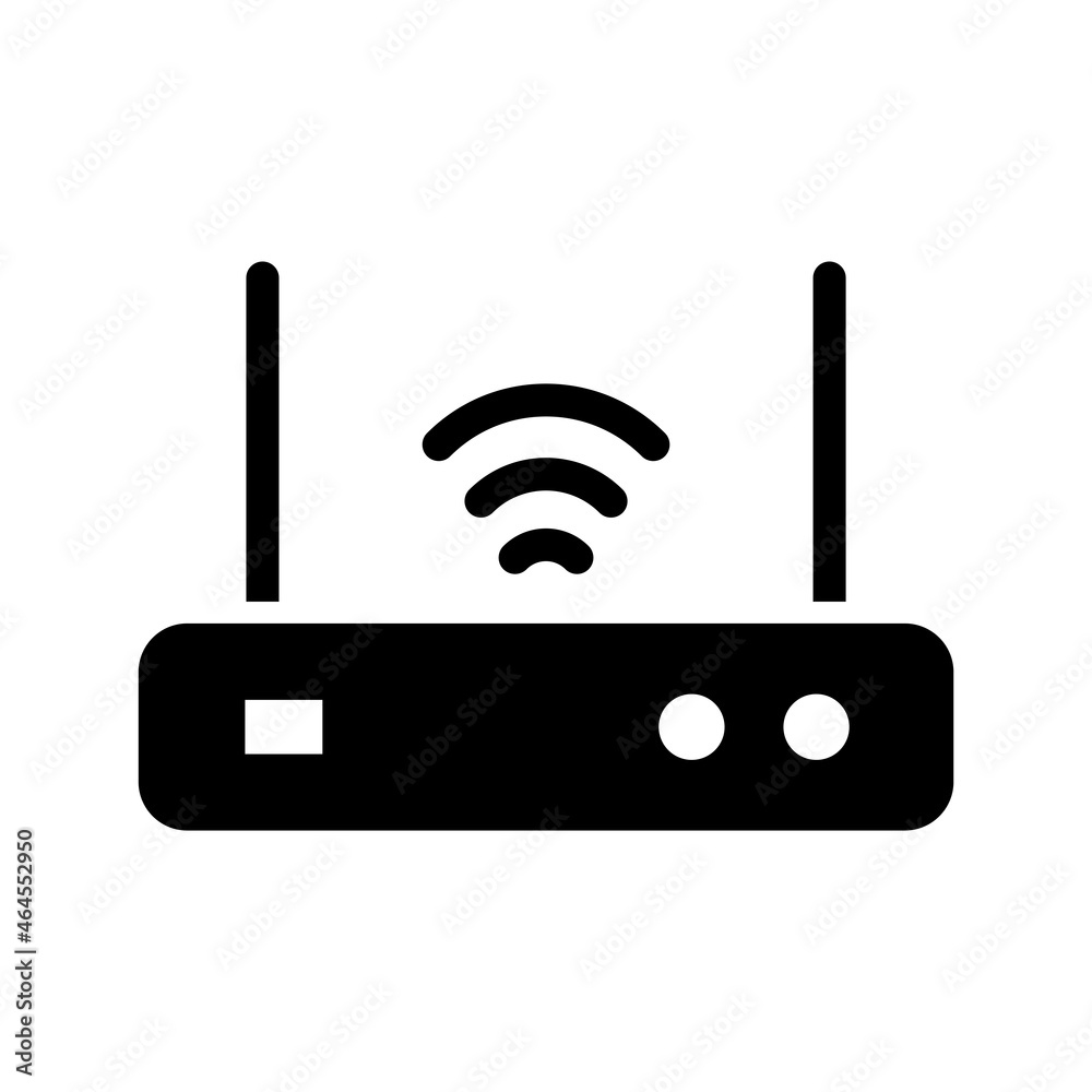 Internet service wireless router or modem with wifi signal flat vector icon for apps and websites Internet service wireless router or modem with wifi signal flat vector icon for apps and websites