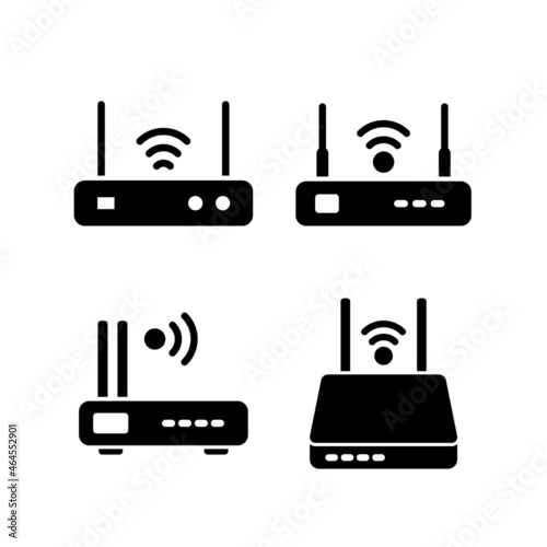 Internet service wireless router or modem with wifi signal flat vector icon for apps and websites