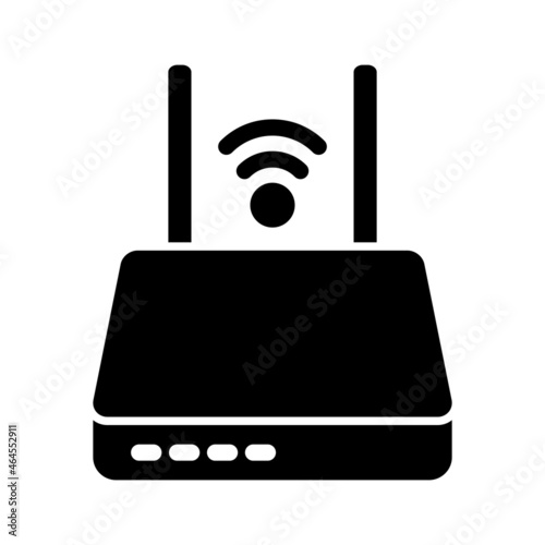 Internet service wireless router or modem with wifi signal flat vector icon for apps and websites