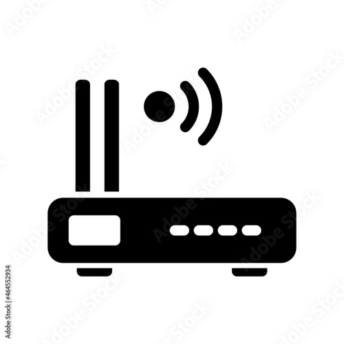 Internet service wireless router or modem with wifi signal flat vector icon for apps and websites
