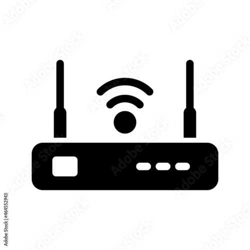 Internet service wireless router or modem with wifi signal flat vector icon for apps and websites