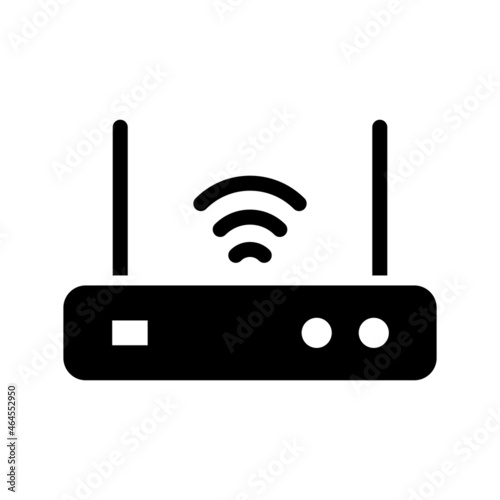 Internet service wireless router or modem with wifi signal flat vector icon for apps and websites