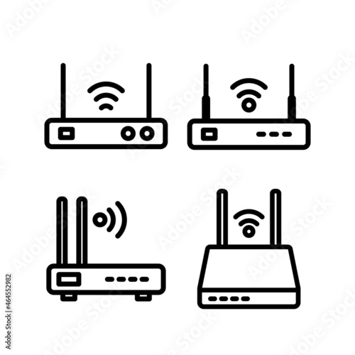 Internet service wireless router or modem with wifi signal flat vector icon for apps and websites