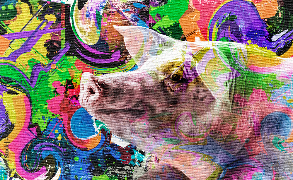 Obraz premium watercolor painting of pig
