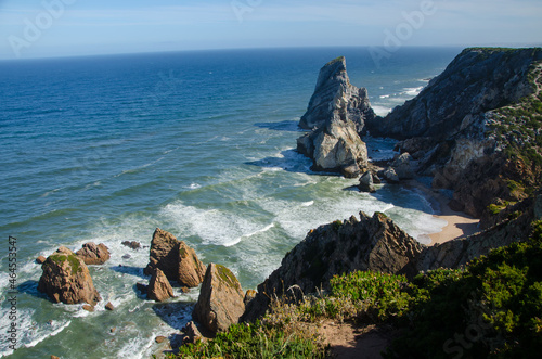 Beautiful view of cliffs and the sea in Praia da Ursa, Portug photo