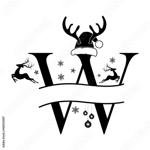 w Christmas Monogram, Christmas Split Letters, Christmas Split Alphabet