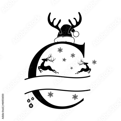 c Christmas Monogram, Christmas Split Letters, Christmas Split Alphabet