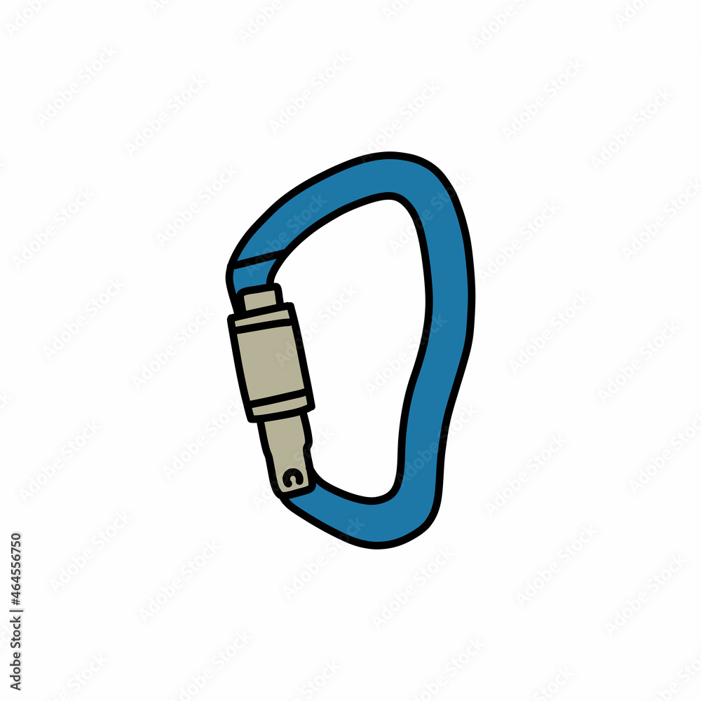 climbing carabiner doodle icon, vector illustration climbing carabiner doodle icon, vector illustration