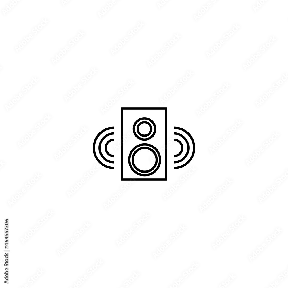 Сomputer technology concept. Modern outline illustration for banners, flyers and web sites. Editable stroke in trendy flat style. Line icon of loud speaker with sound waves Сomputer technology concept. Modern outline illustration for banners, flyers and web sites. Editable stroke in trendy flat style. Line icon of loud speaker with sound waves