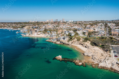 An aerial view of Newport Harbor and Newport Beach, California photo