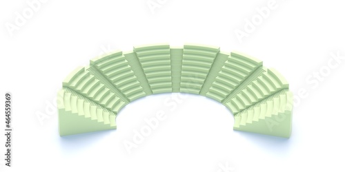 Fototapeta Ancient amphitheater roman theater pastel green color isolated on white background