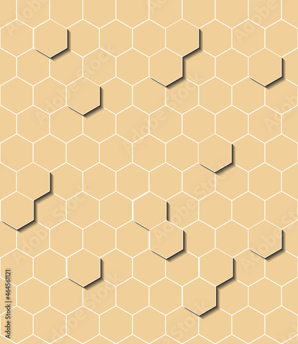 Seamless abstract background with hexagons in 3D style. Optical illusion.