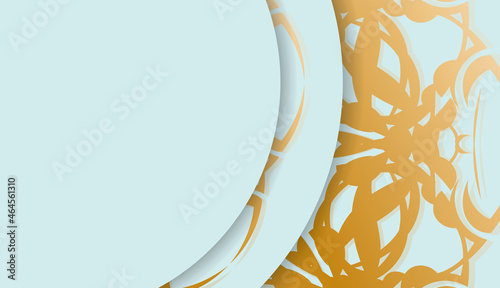 Aquamarine background with Greek gold ornaments and text space